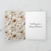 Cream Brown Floral Christmas カード (内部)