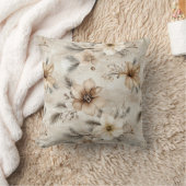 Cream Brown Floral Christmas クッション (ブランケット)