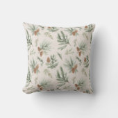 Cream Brown Green Christmas Pine Cones クッション (正面)