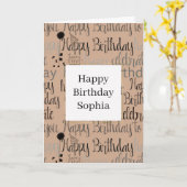 Cream Brown Happy Birthday カード (黄色い花)