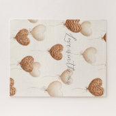 Cream Brown Heart Balloons Love in the Air ジグソーパズル (横)