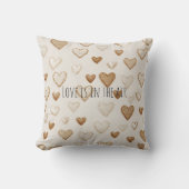 Cream & Brown Hearts クッション (正面)