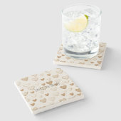 Cream & Brown Hearts   ストーンコースター (横)