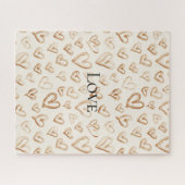 Cream Brown Hearts Valentine's Day   ジグソーパズル (横)