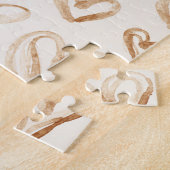 Cream Brown Hearts Valentine's Day   ジグソーパズル (側面)