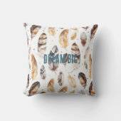 Cream Brown Native Tribal Feathers  クッション (正面)