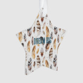 Cream Brown Native Tribal Feathers Christmas オーナメント (正面)