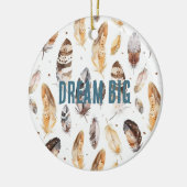 Cream Brown Native Tribal Feathers Christmas セラミックオーナメント (左)