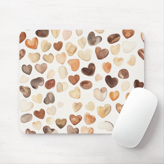 Cream Brown Peach Coffee Beans Hearts マウスパッド (マウス)