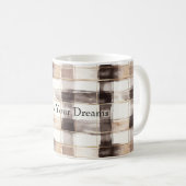 Cream Brown Plaid Stripes   コーヒーマグカップ (正面右)