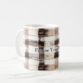 Cream Brown Plaid Stripes   コーヒーマグカップ (正面左)