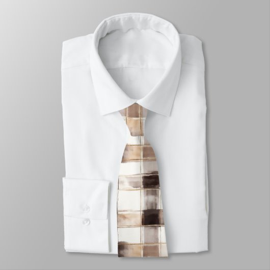 Cream Brown Plaid Stripes   ネクタイ (タイ)