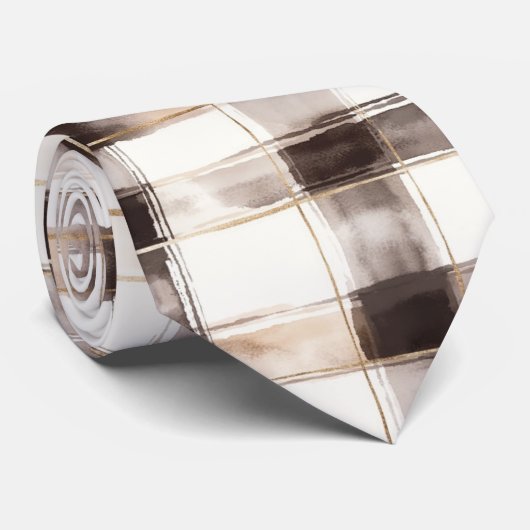 Cream Brown Plaid Stripes   ネクタイ (ロール)