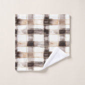 Cream Brown Plaid Stripes   バスタオルセット (ウォッシュタオル)