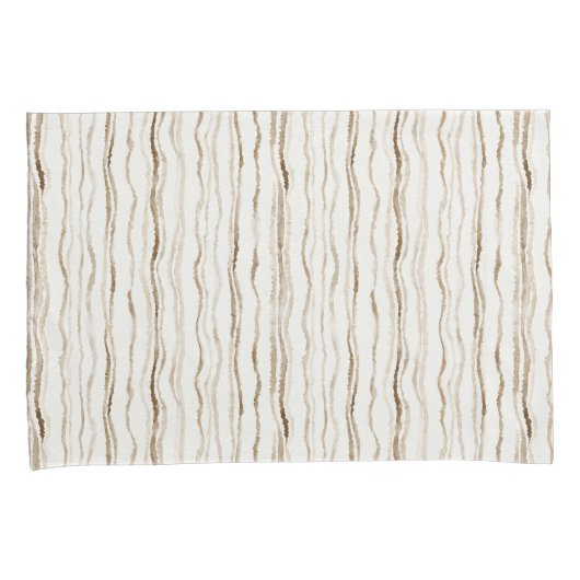 Cream Brown Stripes 枕カバー (正面右)