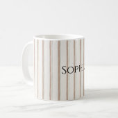 Cream Brown Stripes Christmas コーヒーマグカップ (正面左)