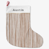Cream Brown Stripes Christmas    ラージクリスマスストッキング (正面)