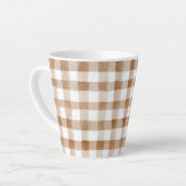 Cream Brown Stripes Tan Plaid カフェラテマグ (左アングル)