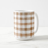Cream Brown Stripes Tan Plaid コーヒーマグカップ (正面右)