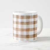 Cream Brown Stripes Tan Plaid ジャンボコーヒーマグカップ (正面右)