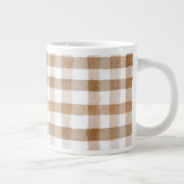 Cream Brown Stripes Tan Plaid ジャンボコーヒーマグカップ (右)