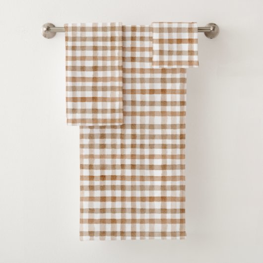 Cream Brown Stripes Tan Plaid バスタオルセット (インサイチュ)