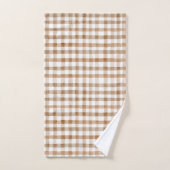 Cream Brown Stripes Tan Plaid バスタオルセット (ハンドタオル)