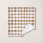Cream Brown Stripes Tan Plaid バスタオルセット (ウォッシュタオル)