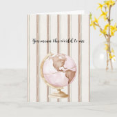 Cream Brown Stripes You Mean The World To Me Globe カード (黄色い花)