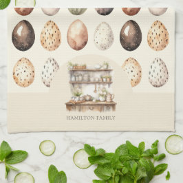 Cream & Brown Vintage Kitchen Family Name キッチンタオル