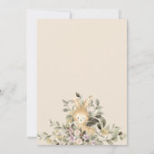 Cream Bunny Rabbit Botanical Floral Baby Shower 招待状 (裏面)