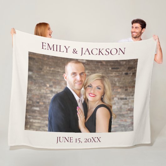 Cream Burgundyの結婚婚約写真 フリースブランケット (インサイチュ)