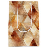 Cream Burgundy Red Gold Triangles ミディアムペーパーバッグ (裏面)