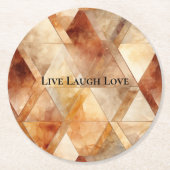 Cream Burgundy Red Gold Triangles ラウンドペーパーコースター (正面)