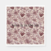 Cream Burgundy Red Hearts Flowers Sexy Faux Lace スタンダードランチョンナプキン (正面)