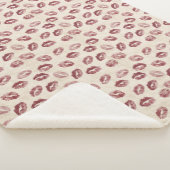 Cream Burgundy Red Lips Kisses シェルパブランケット (3/4)