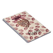 Cream Burgundy Red Lips Kisses Heart ノートブック (右側)