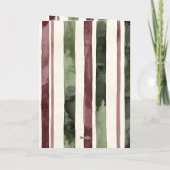 Cream Burgundy Red Stripes Christmas Snowmen Cup カード (裏面)