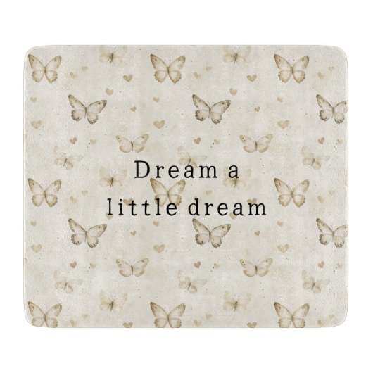 Cream Butterflies Hearts   カッティングボード (正面)