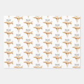 Cream Candy Canes Paper Airplanes Bows Christmas ラッピングペーパーシート (正面2)