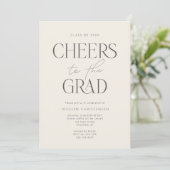 Cream Charcoal Gray Modern Cheers Grad Party 招待状 (スタンド正面)