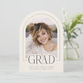 Cream Charcoal Modern Grad Photo Announcement 招待状 (スタンド正面)
