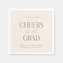 Cream Charcoal Personalized Cheers Grad Party スタンダードカクテルナプキン