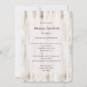 Cream Chic Cream White Brown Stripes Bridal Shower 招待状 (正面)