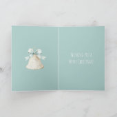 Cream Christmas Bell Pretty Blue Bow カード (内部)