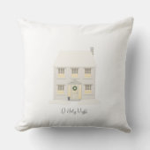 Cream Christmas House Throw Cushion クッション (正面)