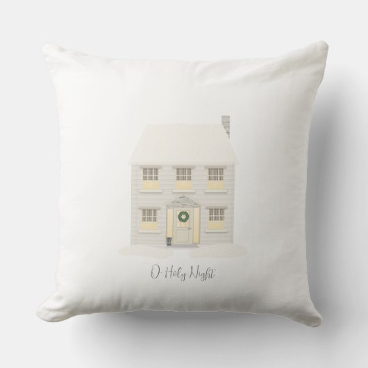 Cream Christmas House Throw Cushion クッション (正面)