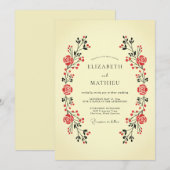 Cream Classic Folk Wedding 招待状 (正面/裏面)