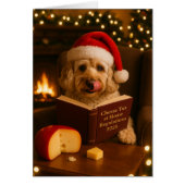 Cream Cockerpoo 'Cheese Tax' Christmas card (正面)