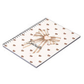 Cream Cocoa Bow Blush Pink Glitter Hearts ノートブック (左側)